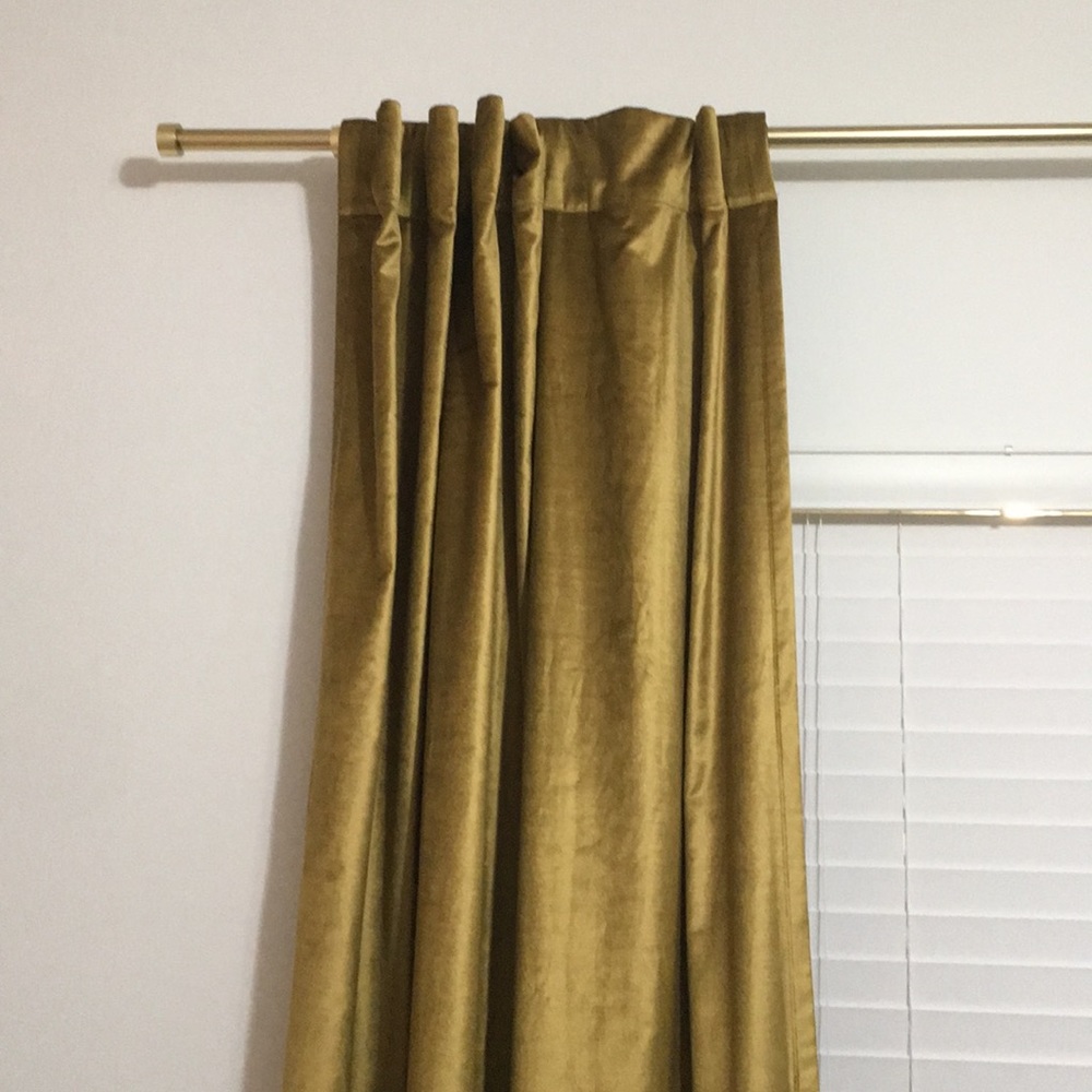 EUC West Elm Cotton Luster Velvet Curtain Wasabi